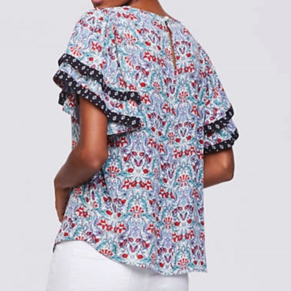 Loft Scroll Flutter Sleeve Top - image 2
